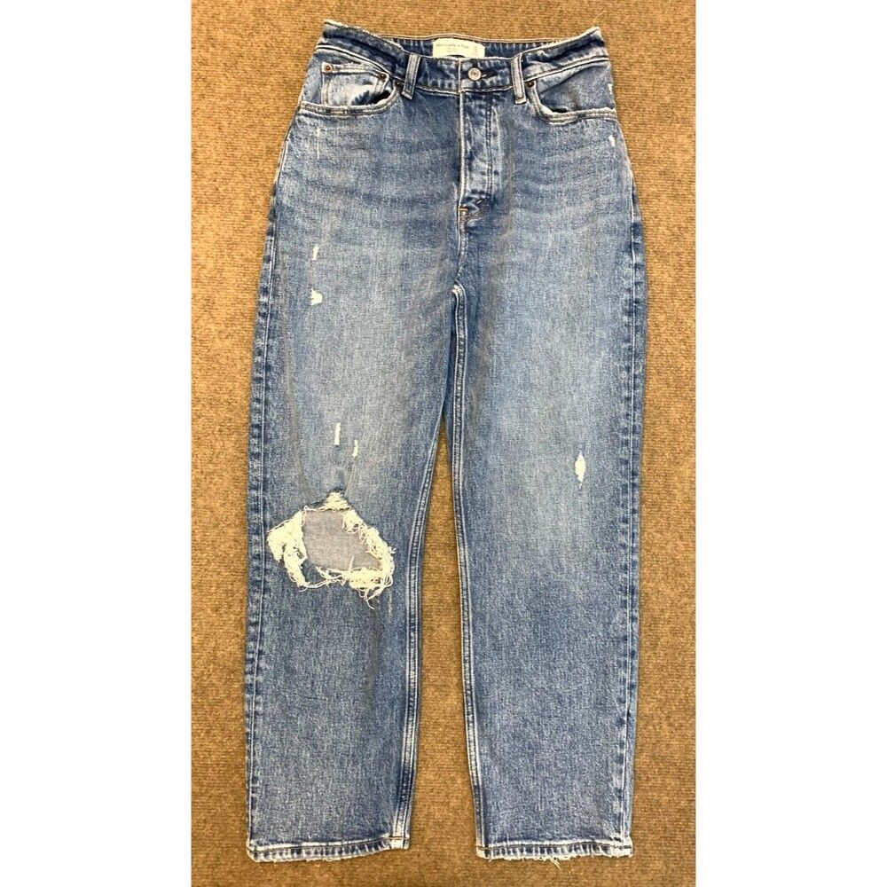 Abercrombie & Fitch Jeans Womens 0/25 High Rise The Dad Curvy Distressed Denim